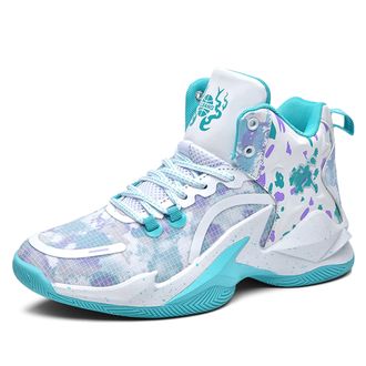 Generic Mens Basketball Shoes are Breathable Shock-Absorbing Anti Slip Wear-Resistant Trendy Sports Training Boots Walking Shoes(White Green,8.5 UK)