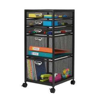 Relaxdays Contenedor Con Ruedas Relaxdays, 5 Cajones, Dise&ntilde;o De Malla, (al X An X Pr) 59 X 27,5 X 35 Cm, Para Escritorio, Negro