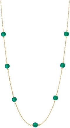 Frk. Lisberg Accessoires, Dames, Geel, ONE Size, Groene Onyx Ketting