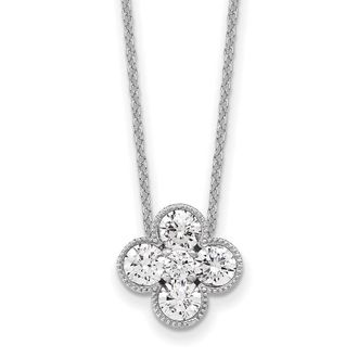 Diamond2Deal 14k Gold 1 Ct Lab Grown Diamond Bloom Floral Pendant Necklace 18