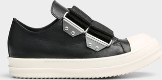 Rick Owens Womens Double-strap low-top leather sneakers