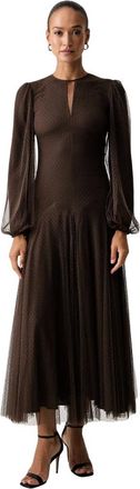 Twinset Uitlopende Tule Maxi-jurk - Dames - Jurken - Bruin - Maat: XS Poliester