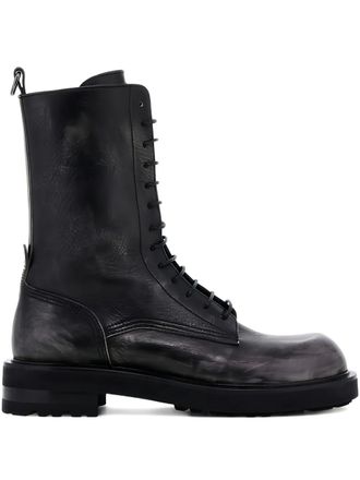 Roberto Cavalli lace-up leather boots - men - Elastodiene/Bos Taurus/Goat Skin - 41 - D0033 BLACK