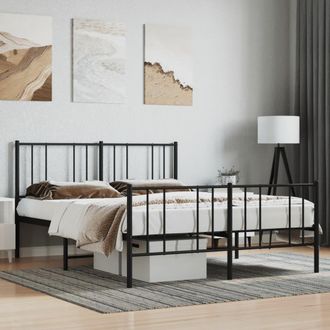 Berkfield Home Metal Bed Frame with Headboard & Footboard Black 150x200 cm King Size