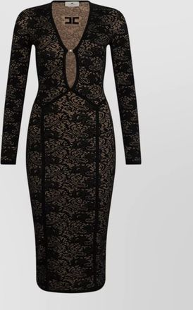 Elisabetta Franchi patterned deep v-neck long-sleeve midi dress
