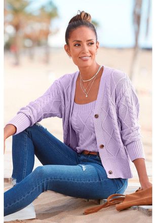 Lascana Womens Cable Knit Cardigan