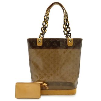 Louis Vuitton Brown Leather Vinyl Pouch Tote Bag (Pre-Owned)
