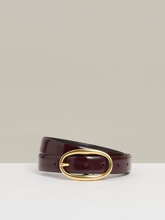 Reiss Womens Red Leather Oval Buckle Belt, Size: M