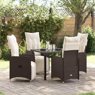 vidaXL Conjunto De Comedor De Jard&iacute;n Con Coj&iacute;n 5 Pcs Marr&oacute;n Polirat&aacute;n Vidaxl