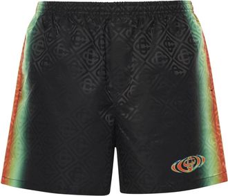 Casablanca Monogram Tonal-pattern Zwemshorts - Heren - Strandmode - Zwart - M - Polyester - Badmode