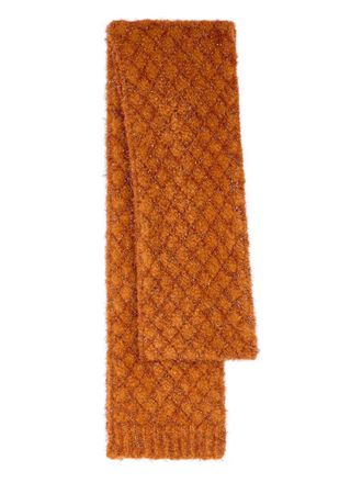 Dries Van Noten metallized knitted scarf - women - Wool/Polyester/Nylon - One Size - Orange