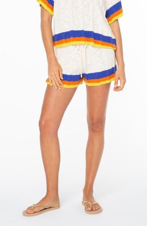 Roxy Cabana Club Stripe Cotton Drawstring Shorts in Dew at Nordstrom, Size Xx-Large