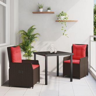 vidaXL Conjunto De Comedor De Jard&iacute;n 3 Pcs Marr&oacute;n Polirat&aacute;n Vidaxl