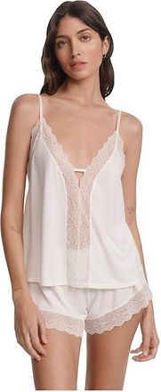 Eberjey Lara Cami Short Pj Set Womens Pajama Sets Ivory : SM, Lace/Modal/Tencel