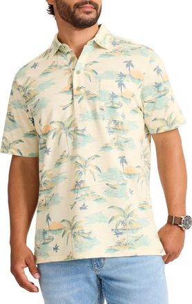 Tommy Bahama San Lucio Tides Mirage Tropical Print IslandZone Polo in Tanned Cream at Nordstrom, Size 3Xlt