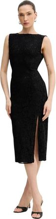 Pinko Lace Side-Split Dress - Dames - Casual kleedjes - Zwart - XS - Katoen - Kleedjes