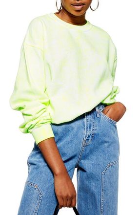 Topshop Fluorescent Washed Sweatshirt in Yellow at Nordstrom, Size Medium
