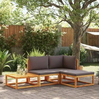 vidaXL Conjunto De Sof&aacute; De Jard&iacute;n De 4 Piezas Con Cojines De Madera De Acacia Y Cuerda Vidaxl
