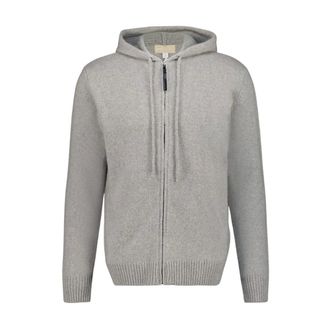 120% Lino Truien & Vesten, Heren, Grijs, L, Wol, Wollen sweatshirt met rits