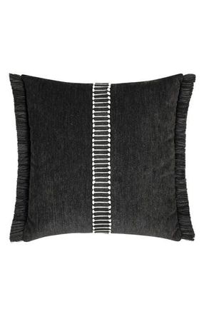 Elaine Smith Luxe Velour chenille with decorative tape Indoor & Outdoor Woven Accent Pillow in Charcoal at Nordstrom, Size 20X20