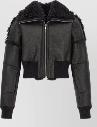 Rick Owens leather cropped bomber jacket