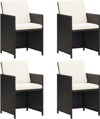 vidaXL Patio Chairs 4 pcs Poly Rattan Black