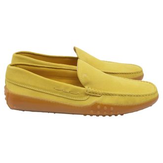 Tod's Tods Rubber Sole Loafers in Yellow Suede