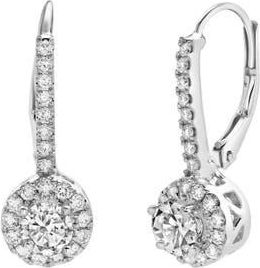 LuvMyJewelry Raine Pave Round Diamond Drop Huggie Hoop Earrings in 14K Gold in 14K White Gold at Nordstrom