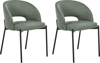 Beliani Set of 2 Dining Chairs PENNY Fabric Dark Green