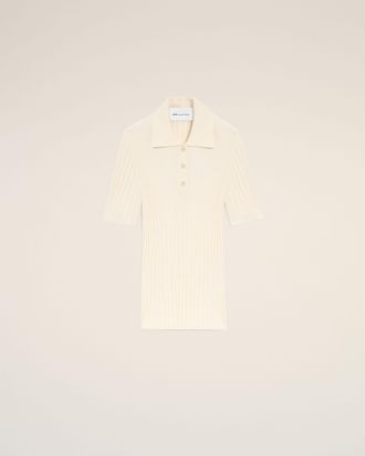 Ami White Knit Short Sleeves Polo White - XL - for Women
