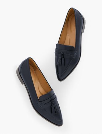 Talbots Reece Pointed Toe Nappa Loafers - Blue - 9 1/2 M Talbots