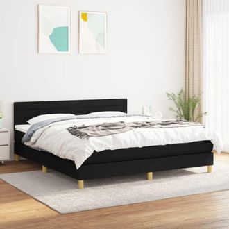 vidaXL Vidaxl - Cama Box Spring Con Colch&oacute;n Tela Negro 180x200 Cm