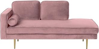 Beliani Beliani - Modern Glam Velvet Chaise Lounge Pink Upholstery Gold Metal Legs Miramas