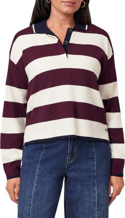 Scotch & Soda Stripe Polo Sweater in Winetasting/Sugar Swizzle at Nordstrom Rack, Size Large