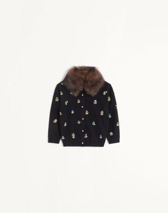 Valentino Cardigan Ricamato Donna NERO XXS