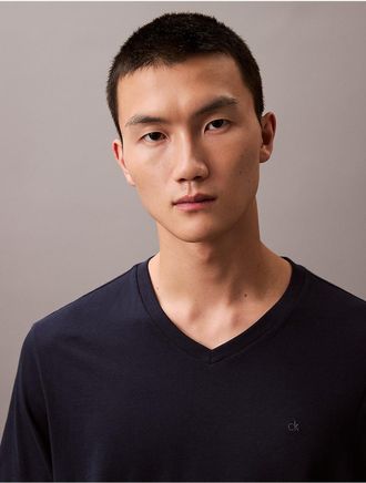 Calvin Klein Mens Liquid Touch Classic V Neck T-Shirt - Navy - 2XL