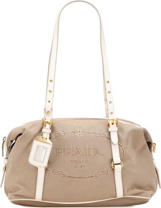 Prada Borsa a spalla Canapa Logo in tela 2000-2025 - Marrone