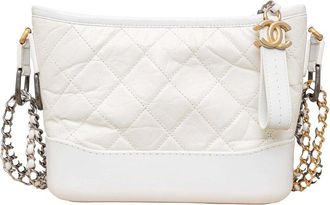 Chanel White Quilted Leather Gabrielle Hobo Bag - 10S (Authentic Pre-Loved)