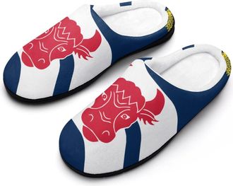 Generic Flag of Oxfordshire Mens Slippers Memory Foam Winter Warm Sandals Slip On House Shoes Size 7-14