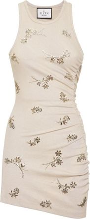 Philipp Plein Short Dress Flowers - Dames - Korte kleedjes - Grijs - XS - Polyester - Kleedjes