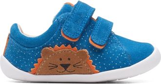 Clarks Roamer Jungle Toddler Leather Shoes in Blue Combi Wide Fit Size 5.5