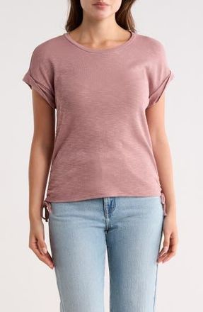 Bobeau Shirred Side Tie T-Shirt in Rose Brown at Nordstrom Rack, Size X-Small
