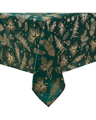 Elrene Pine Foil Fabric Holiday Tablecloth