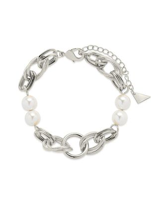 Sterling Forever Pearl Ivanna Chain Bracelet