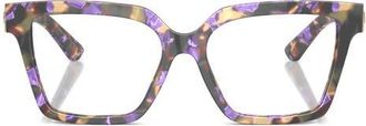 Dolce & Gabbana 53mm Square Optical Glasses in Blue Havana at Nordstrom