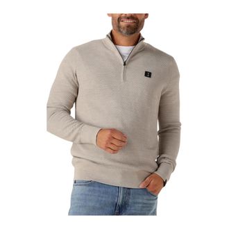 Butcher of Blue Truien & Vesten, Heren, Beige, S, Katoen, Structure Halfzip