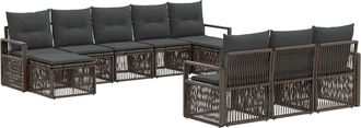 vidaXL Conjunto De Sof&aacute;s De Jard&iacute;n 10 Uds. Gris Rat&aacute;n Sint&eacute;tico Vidaxl
