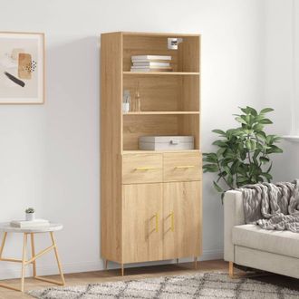 Berkfield Home Highboard Sonoma Oak 69.5x34x180 cm Engineered Wood in Brown