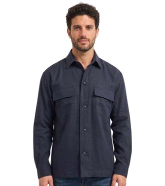 HUGO BOSS Navy Blue Solid Shirts
