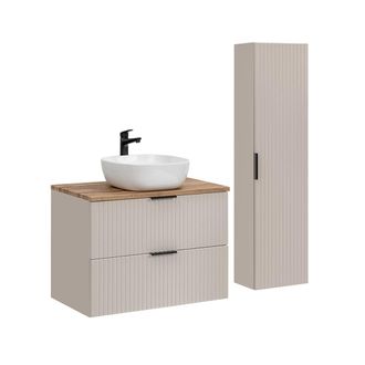 Petits Meubles Set de muebles con lavabo y columna estratificado Beige